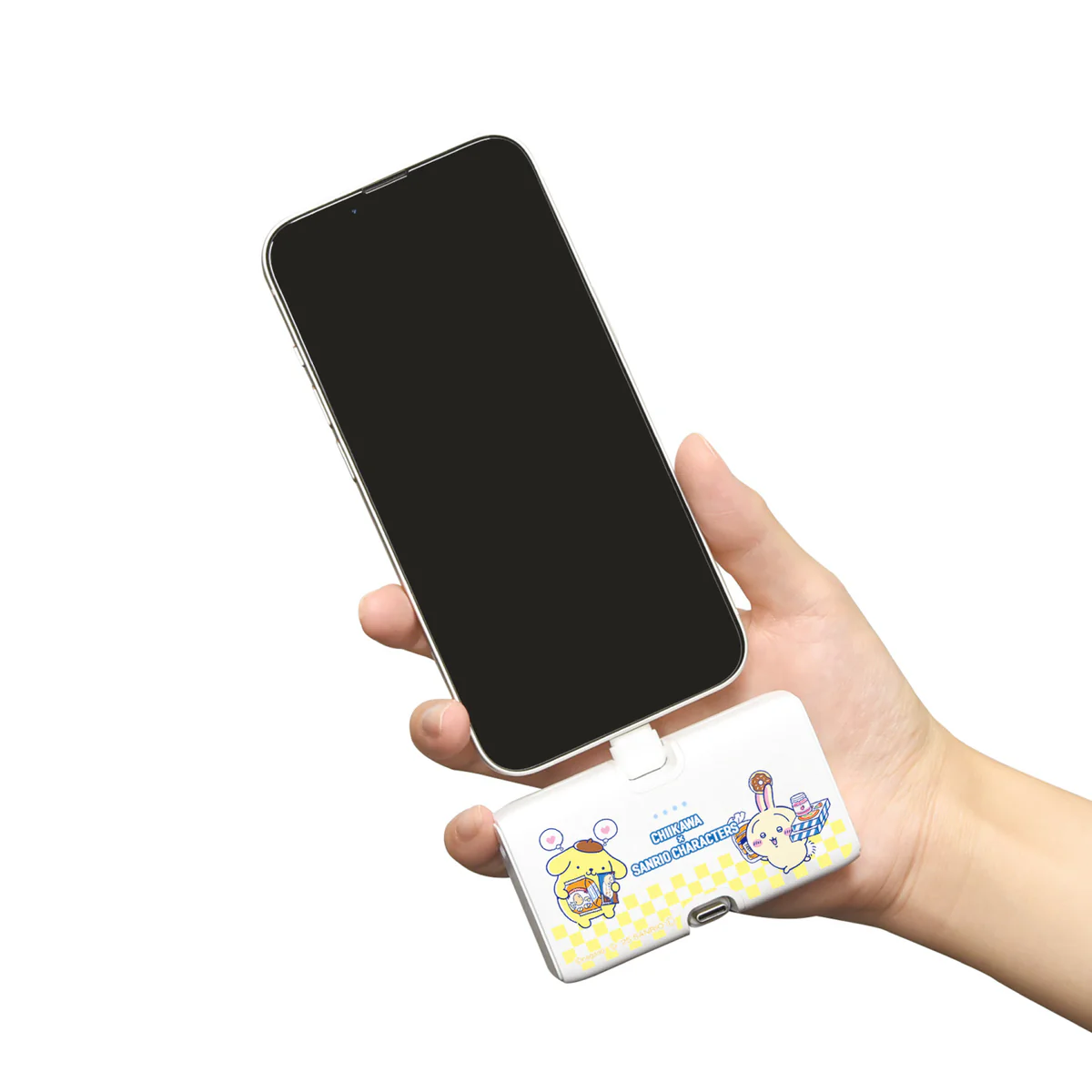 ちいかわ×サンリオキャラクターズ スーパーマーケットなLightning/Type-Cコネクタ付き リチウムイオン充電器 4000mAh(うさぎ&ポムポムプリン) - Image 2