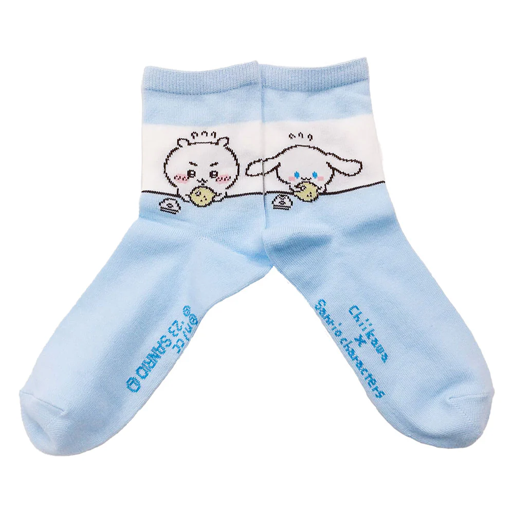 ちいかわ×サンリオキャラクターズ クルーソックス(ちいかわ&シナモロール) レディース用