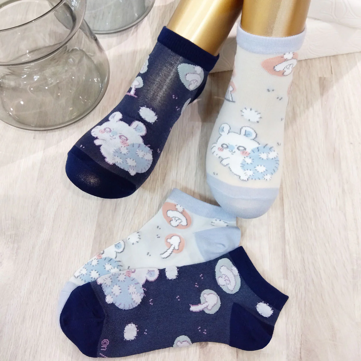 ちいかわ 薄手スニーカー丈ソックス（モモンガ採取 ネイビー） レディース用 - Image 3