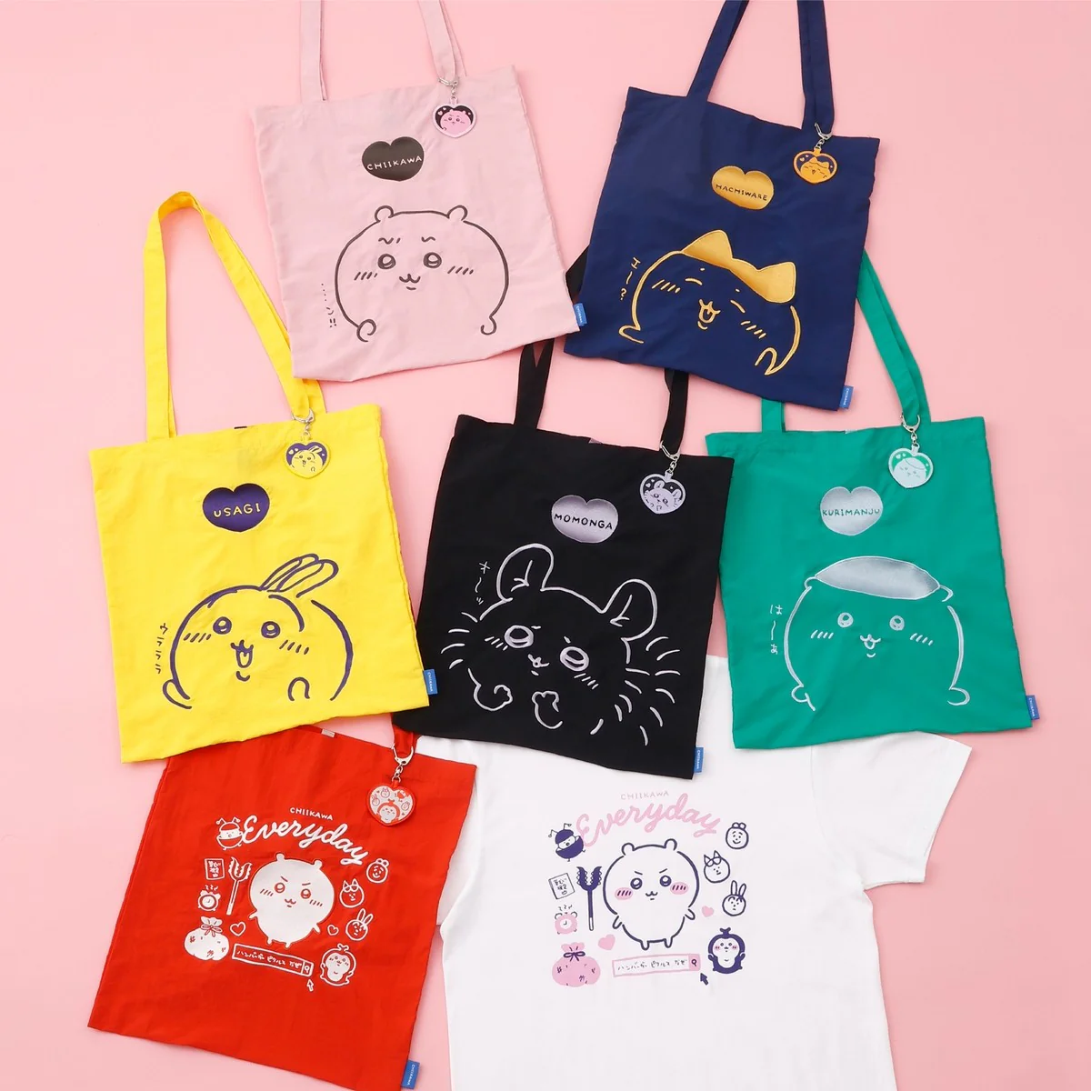 ちいかわ 刺繍トートバッグ ちいかわの毎日 レッド  (刺繍キーホルダー付) - Image 10
