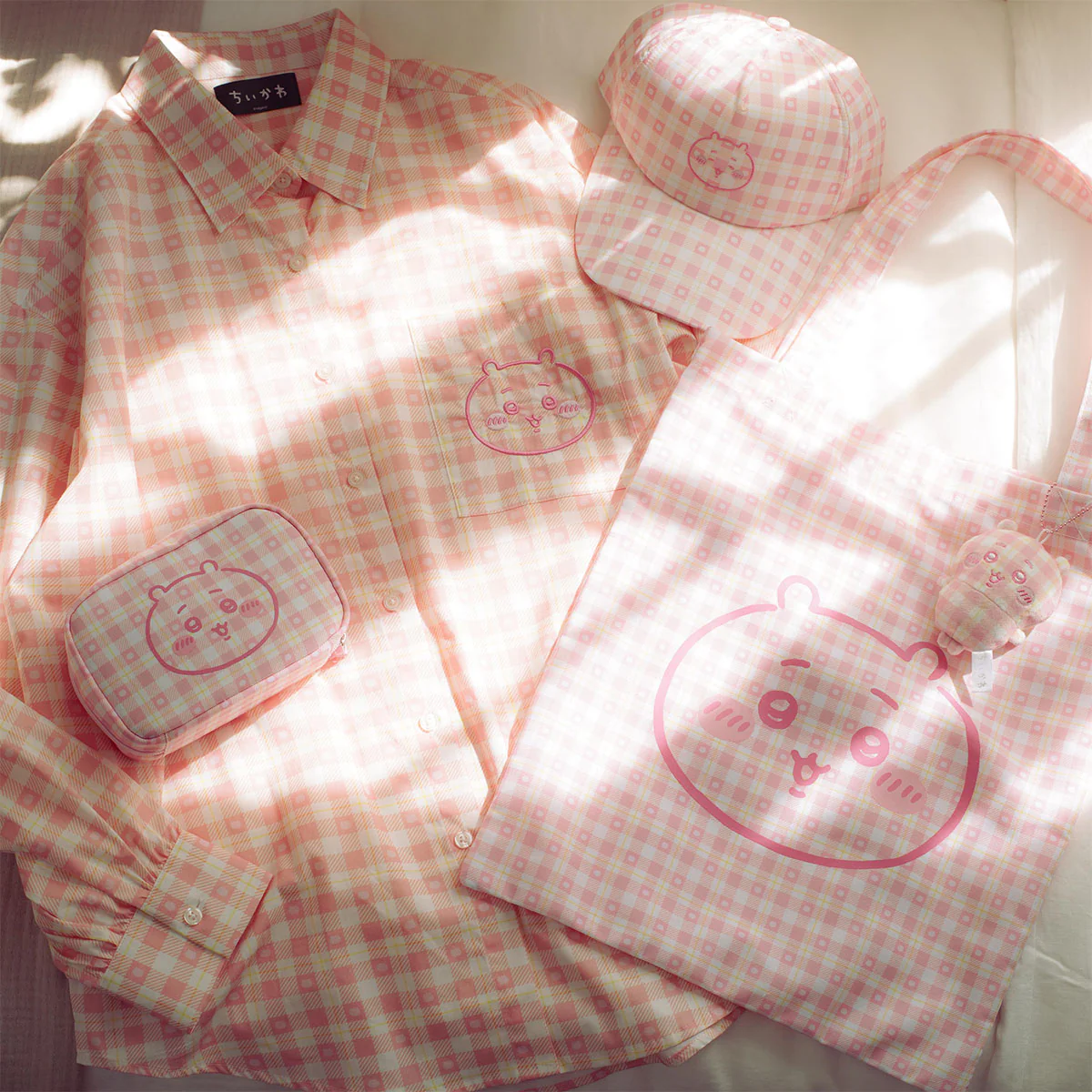 ちいかわ チェックシリーズ トートバッグ(チャーム付き)ちいかわ ピンク - Image 5