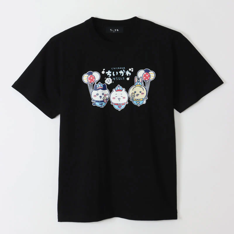 ちいかわ ワクワクゆうえんち Tシャツ メインロゴ ブラック - Image 4