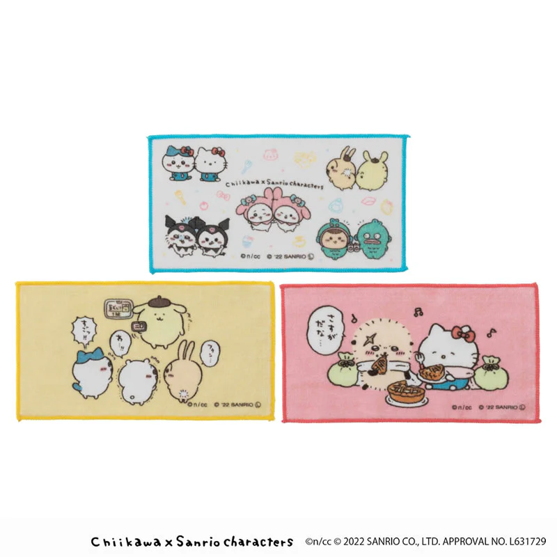 ちいかわ×サンリオキャラクターズ 3枚セットハンドタオル（なかよし）
