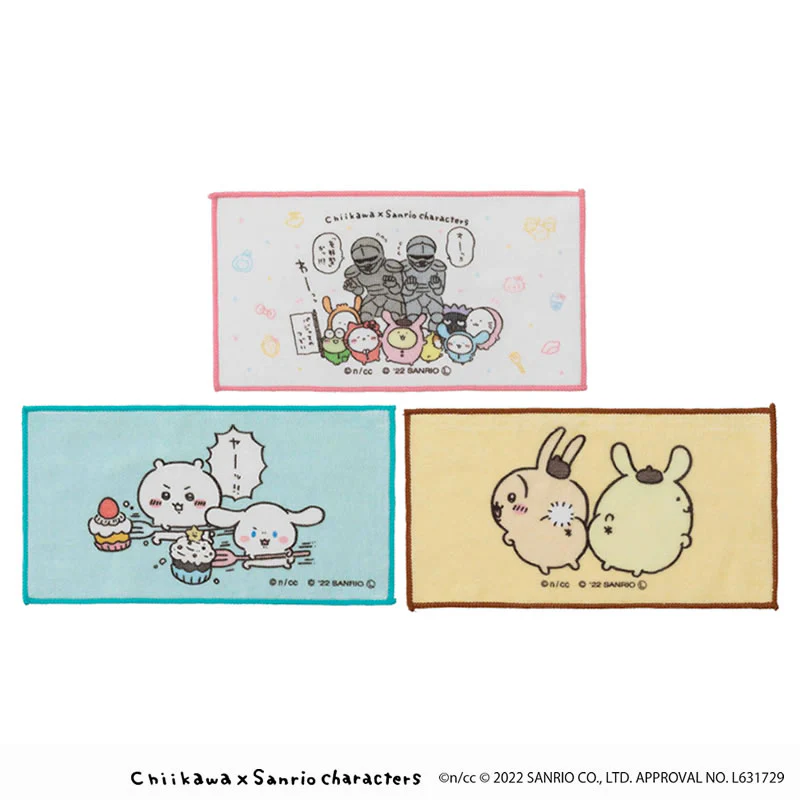 ちいかわ×サンリオキャラクターズ 3枚セットハンドタオル（集合）